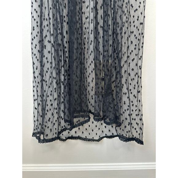 NWT Vintage Indulgence Black Sheer Lace Polka Dot Floral Ribbon Night Slip Dress - Picture 10 of 12